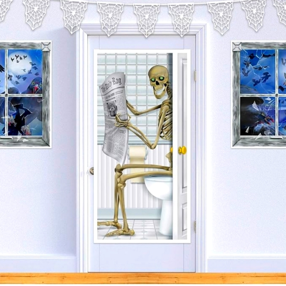 Halloween Skeleton Restroom Door Cover 30 in x 5 ft